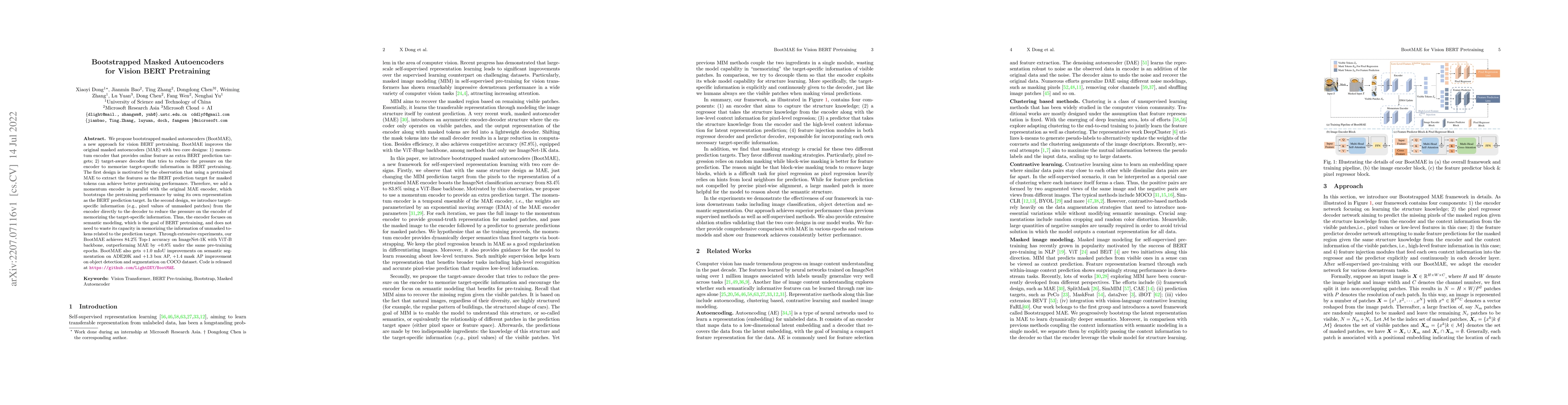 Thumbnail for Bootstrapped Masked Autoencoders for Vision BERT Pretraining