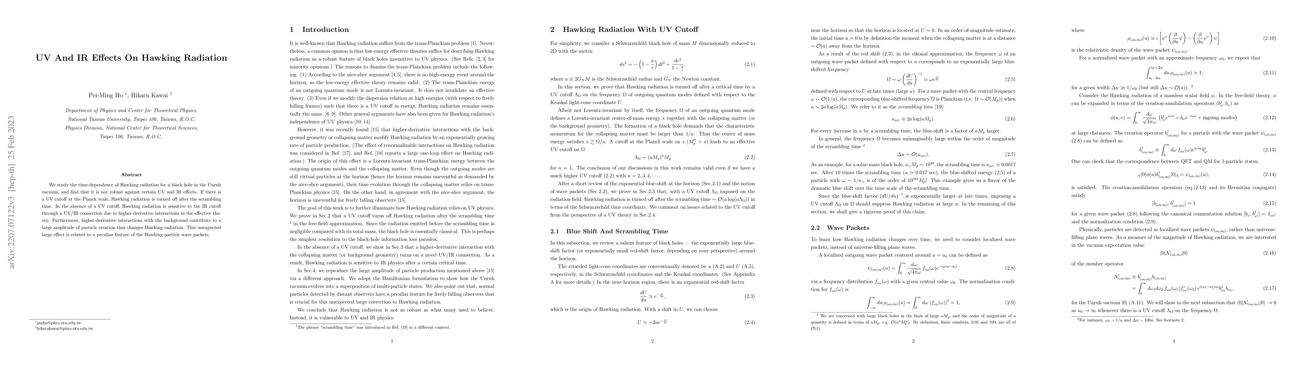 Thumbnail for UV And IR Effects On Hawking Radiation
