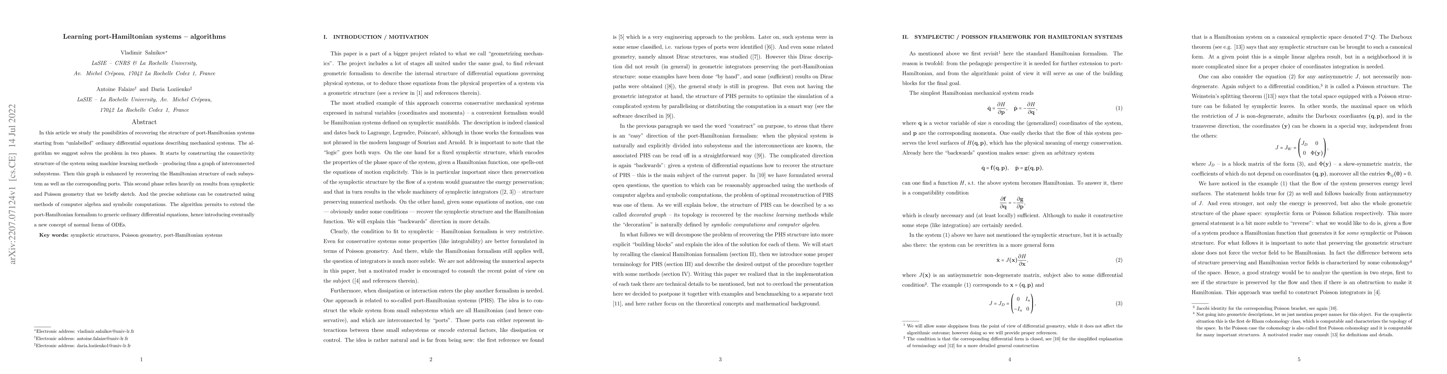 Thumbnail for Learning port-Hamiltonian systems -- algorithms