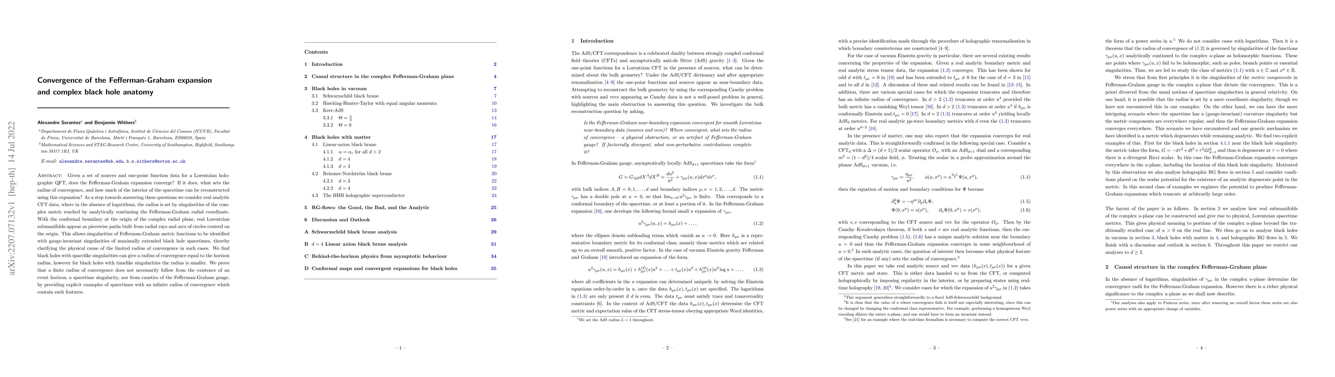 Thumbnail for Convergence of the Fefferman-Graham expansion and complex black hole
  anatomy