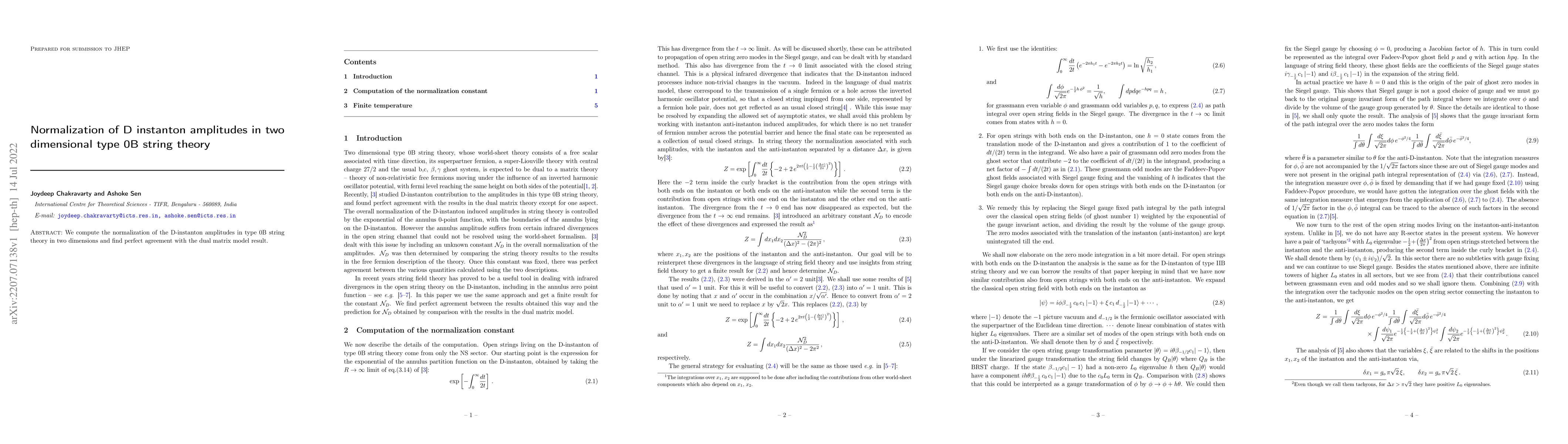 Thumbnail for Normalization of D instanton amplitudes in two dimensional type 0B
  string theory