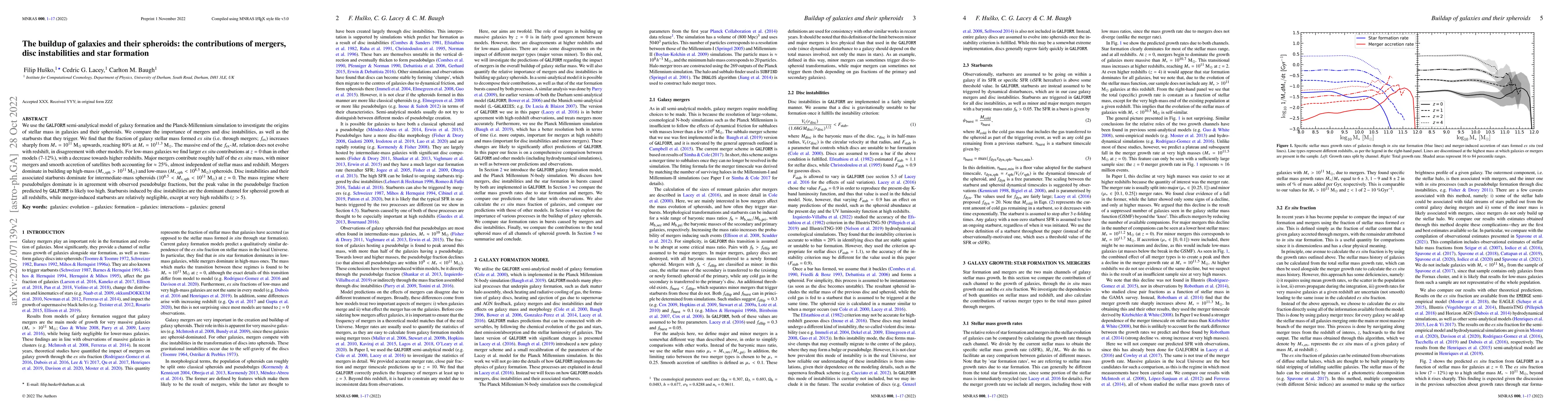 Thumbnail for The buildup of galaxies and their spheroids: the contributions of
  mergers, disc instabilities and star formation