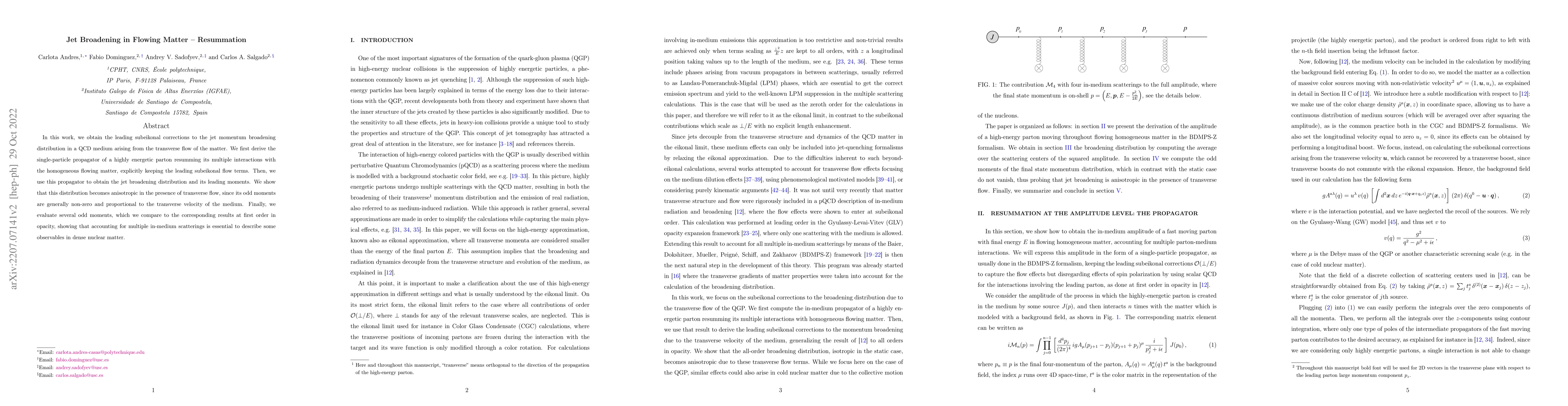 Thumbnail for Jet Broadening in Flowing Matter -- Resummation