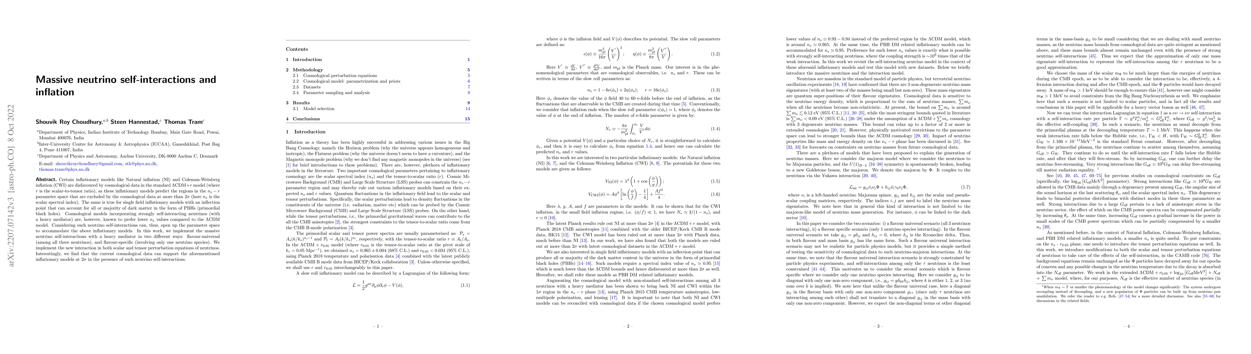 Thumbnail for Massive neutrino self-interactions and inflation