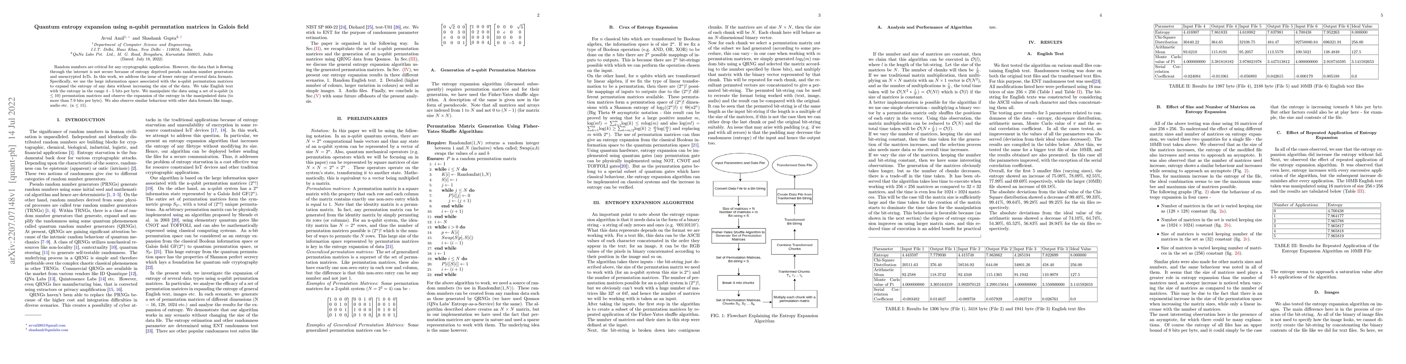 Thumbnail for Quantum entropy expansion using n-qubit permutation matrices in Galois
  field
