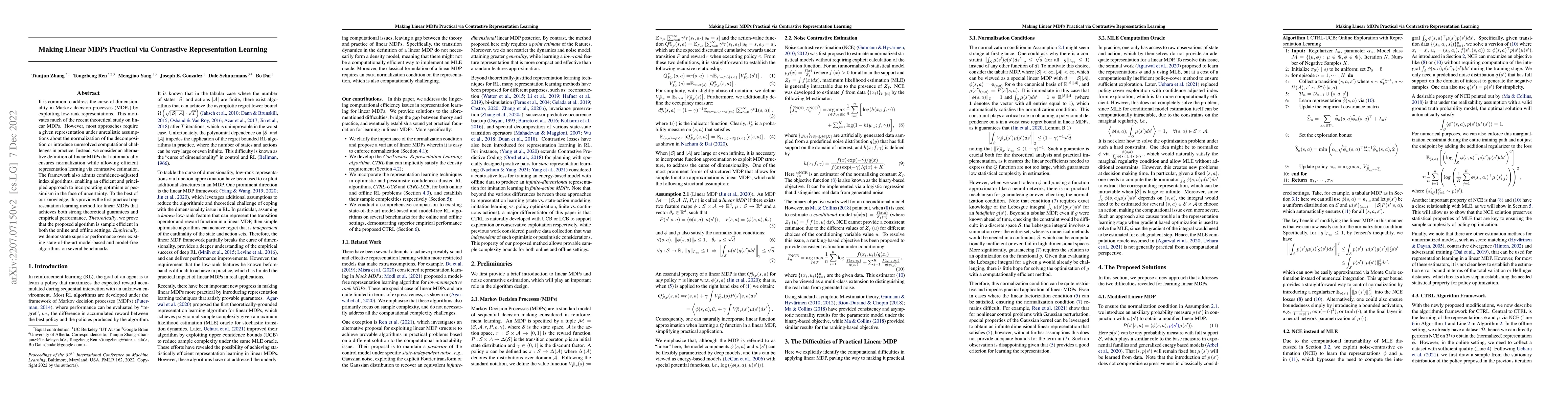 Thumbnail for Making Linear MDPs Practical via Contrastive Representation Learning