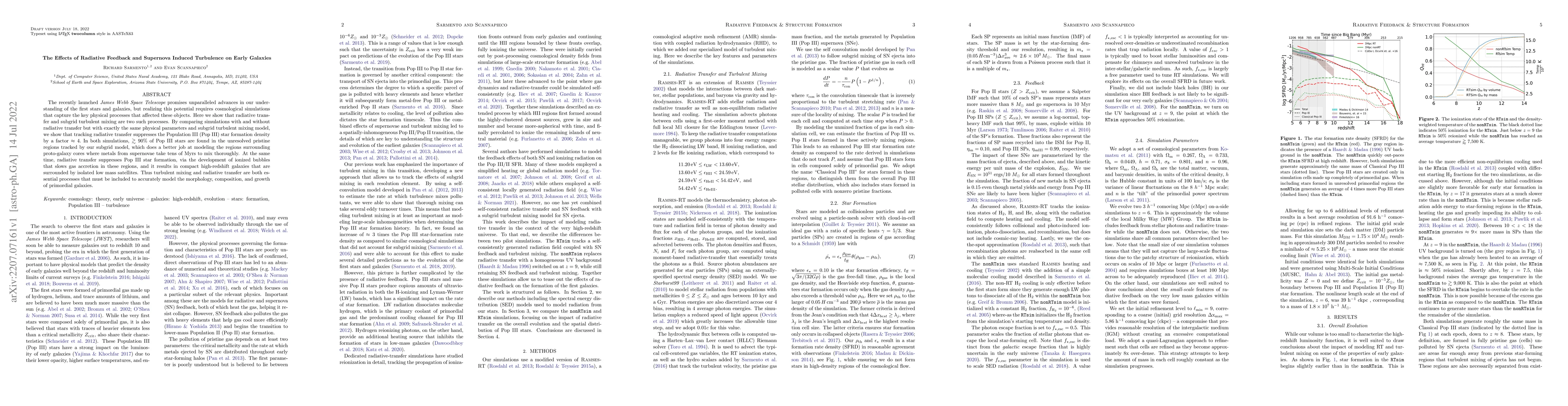 Thumbnail for The Effects of Radiative Feedback and Supernova Induced Turbulence on
  Early Galaxies