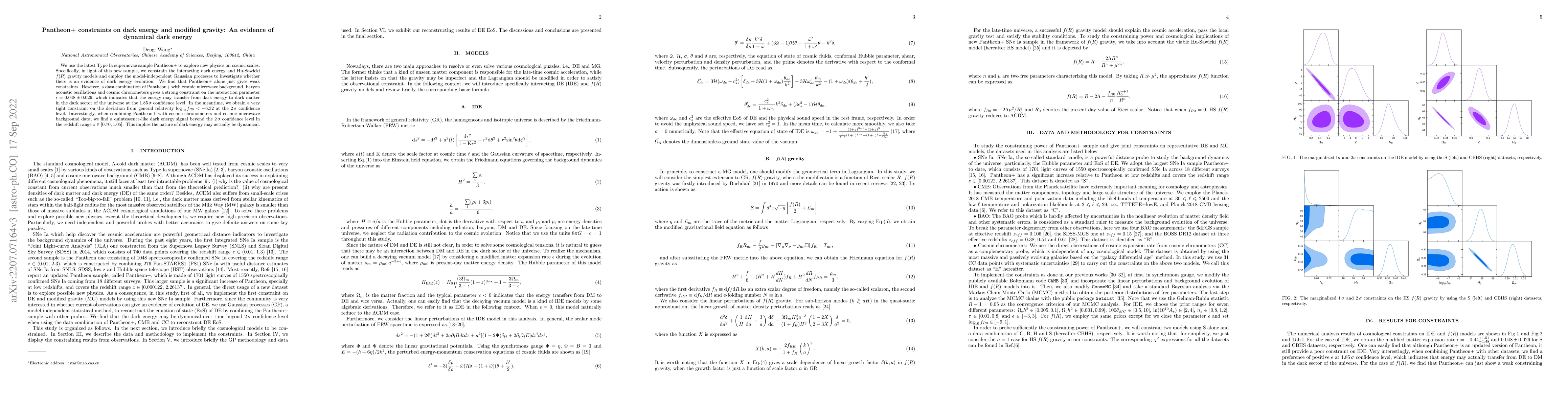 Thumbnail for Pantheon+ constraints on dark energy and modified gravity: An evidence
  of dynamical dark energy