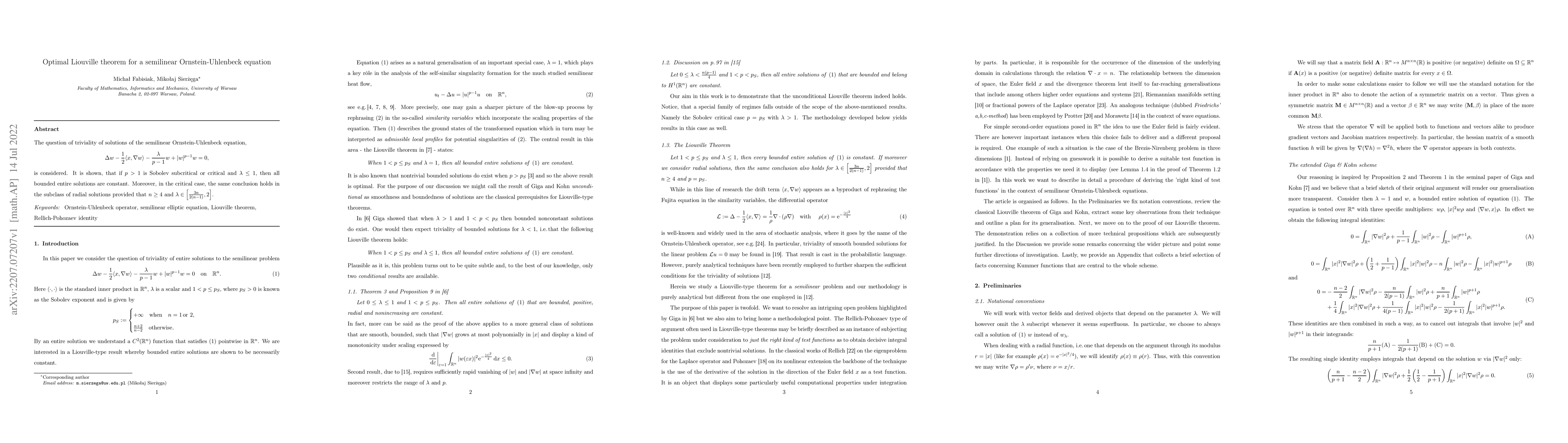 Thumbnail for Optimal Liouville theorem for a semilinear Ornstein-Uhlenbeck equation