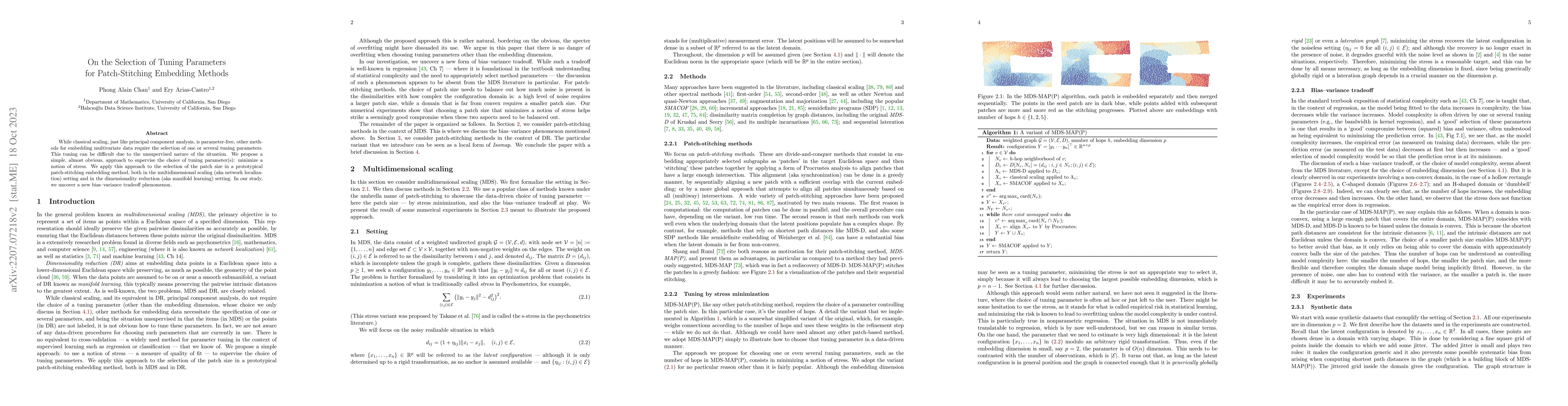 Thumbnail for On the Selection of Tuning Parameters for Patch-Stitching Embedding
  Methods