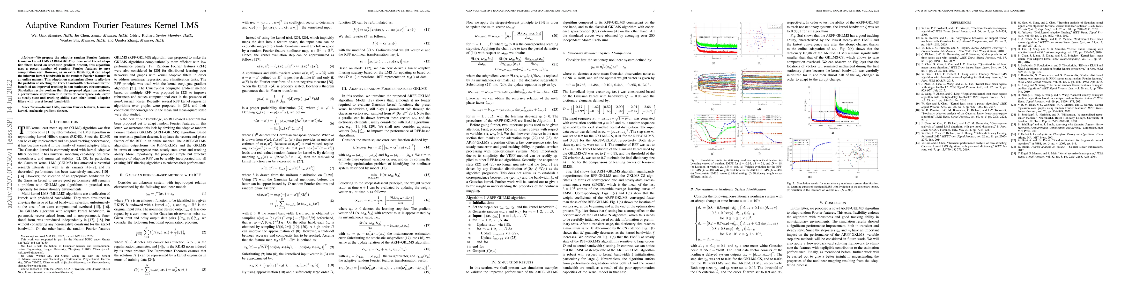 Thumbnail for Adaptive Random Fourier Features Kernel LMS