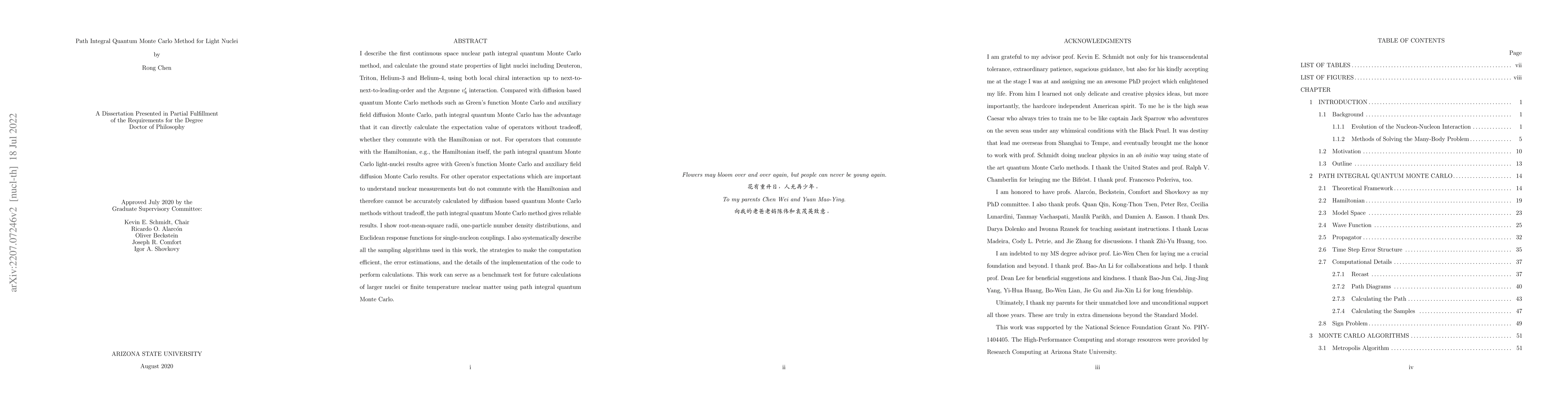 Thumbnail for Path Integral Quantum Monte Carlo Method for Light Nuclei