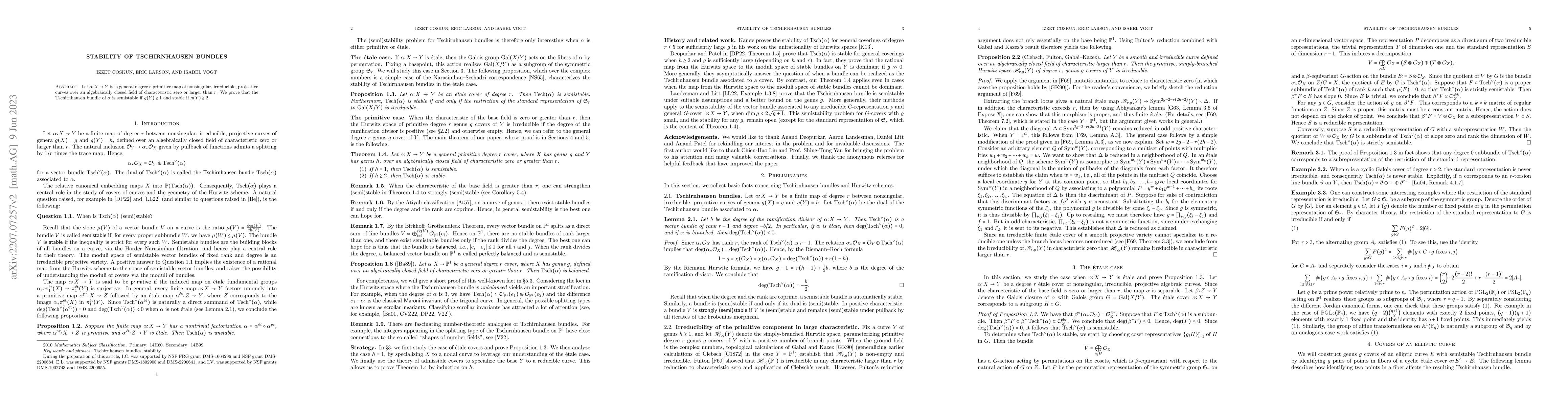 Thumbnail for Stability of Tschirnhausen Bundles