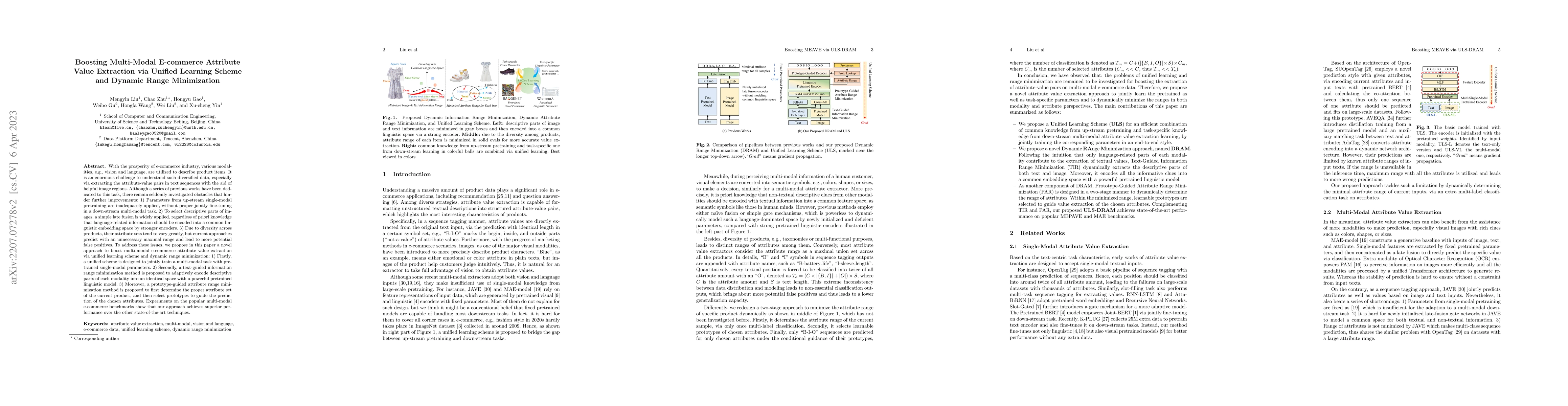 Thumbnail for Boosting Multi-Modal E-commerce Attribute Value Extraction via Unified
  Learning Scheme and Dynamic Range Minimization