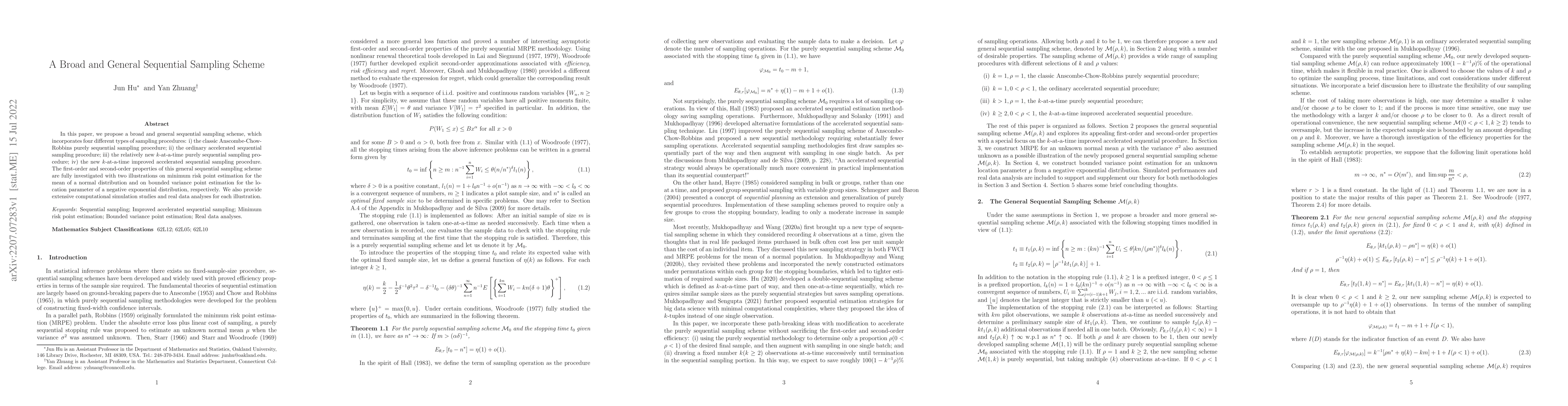 Thumbnail for A Broad and General Sequential Sampling Scheme
