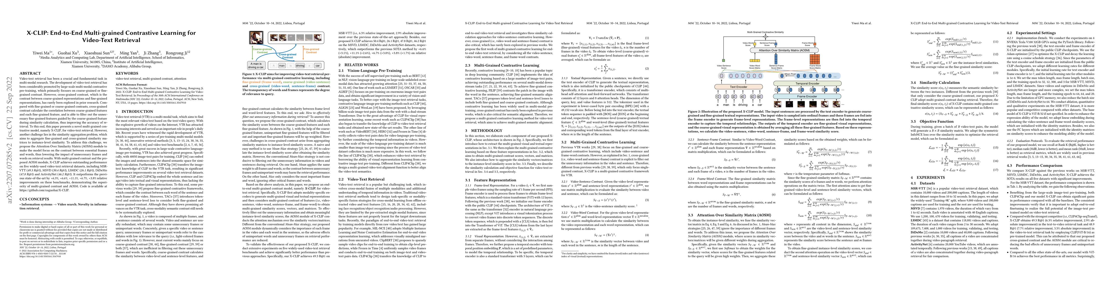 Thumbnail for X-CLIP: End-to-End Multi-grained Contrastive Learning for Video-Text
  Retrieval