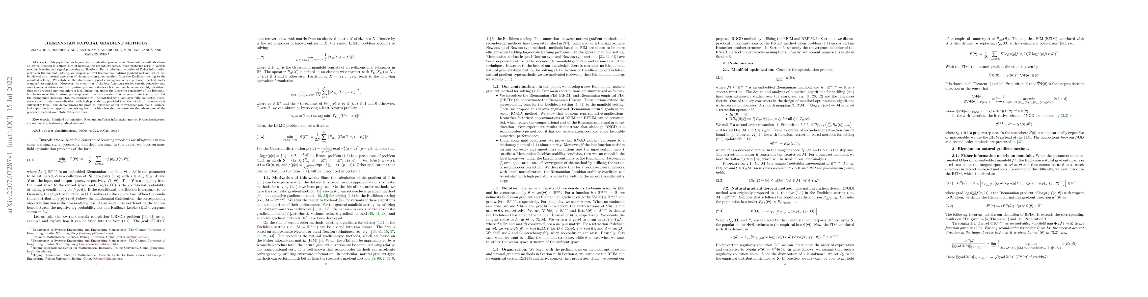 Thumbnail for Riemannian Natural Gradient Methods