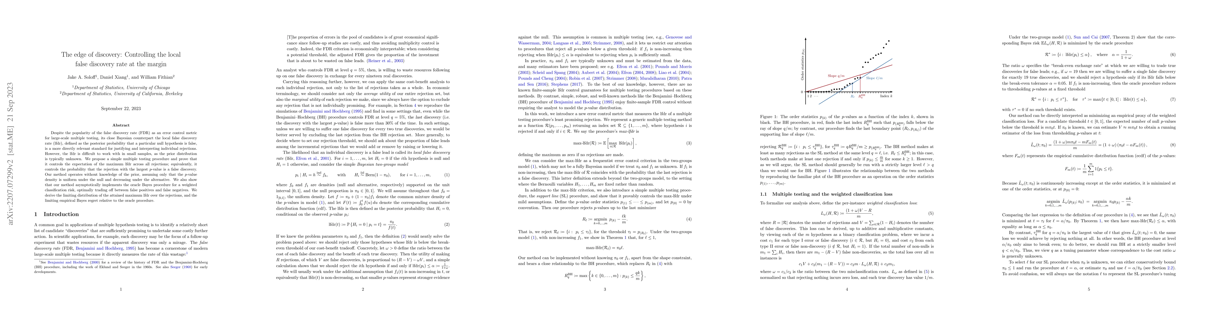 Thumbnail for The edge of discovery: Controlling the local false discovery rate at the
  margin