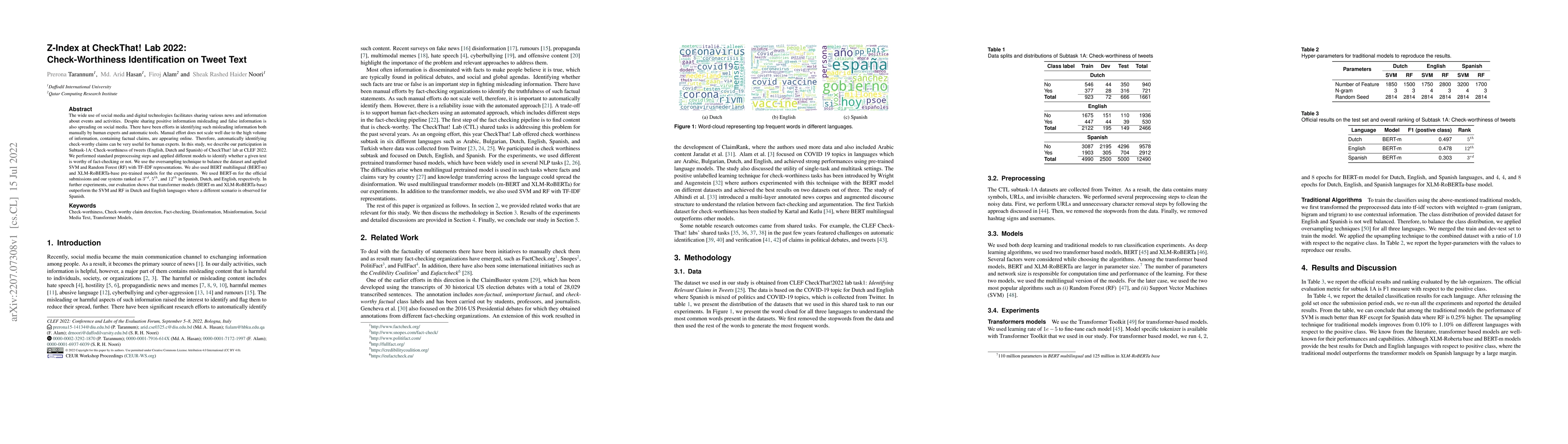 Thumbnail for Z-Index at CheckThat! Lab 2022: Check-Worthiness Identification on Tweet
  Text