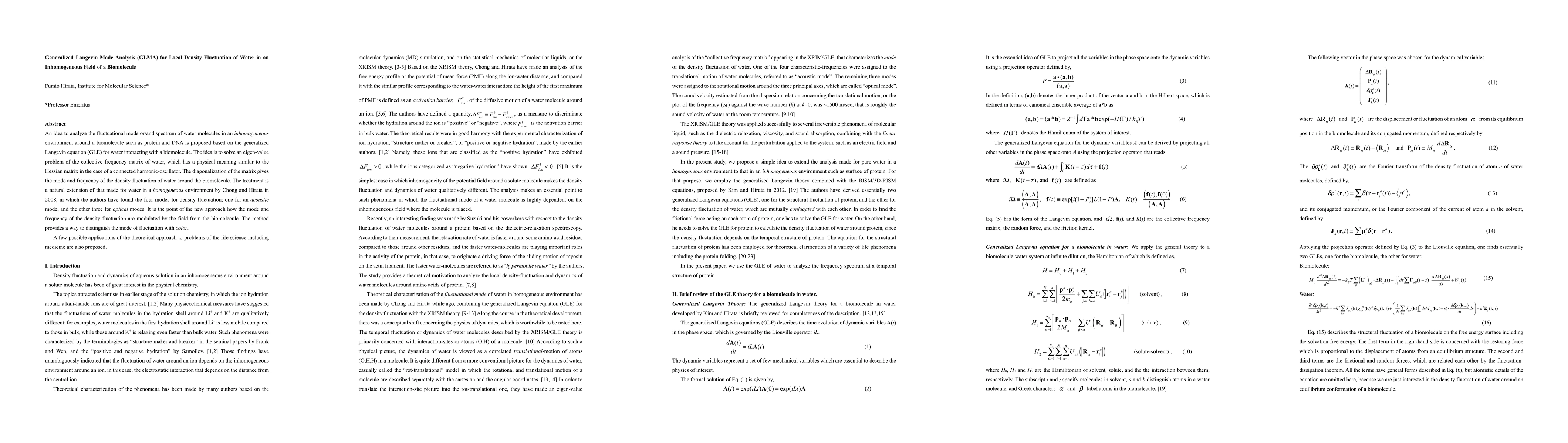Thumbnail for Generalized Langevin Mode Analysis (GLMA) for Local Density Fluctuation
  of Water in an Inhomogeneous Field of a Biomolecule