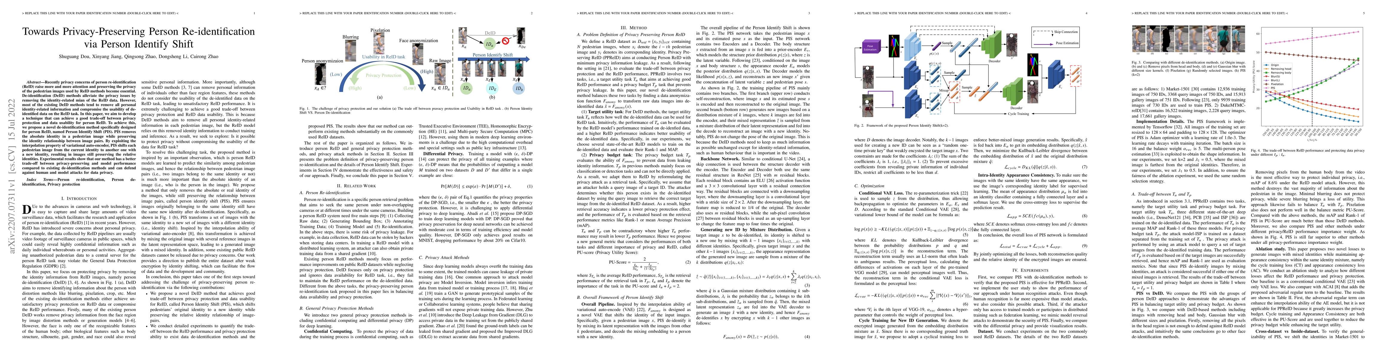 Thumbnail for Towards Privacy-Preserving Person Re-identification via Person Identify
  Shift
