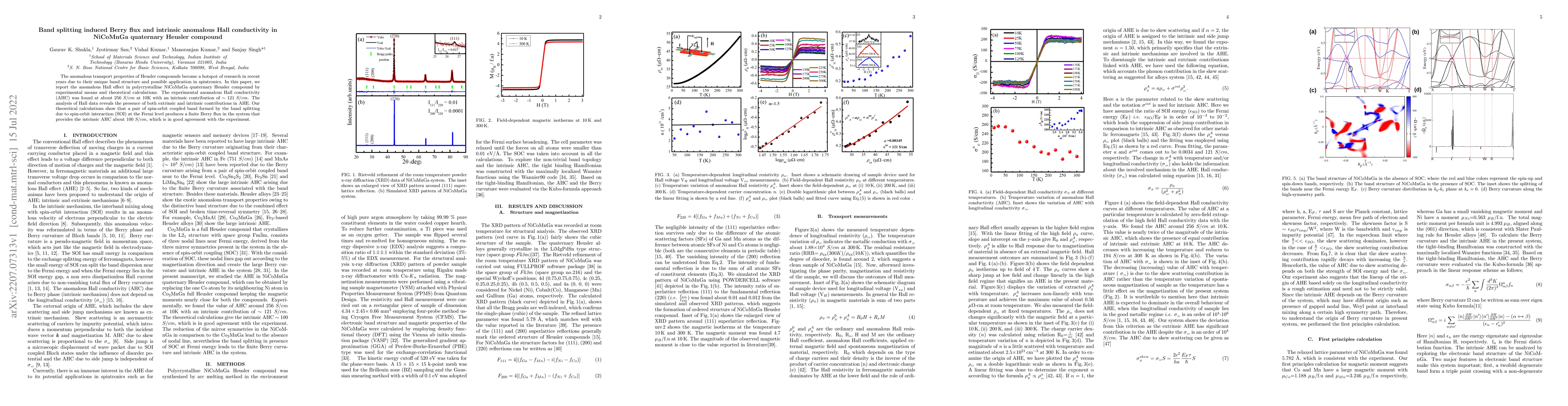 Thumbnail for Band splitting induced Berry flux and intrinsic anomalous Hall
  conductivity in NiCoMnGa quaternary Heusler compound