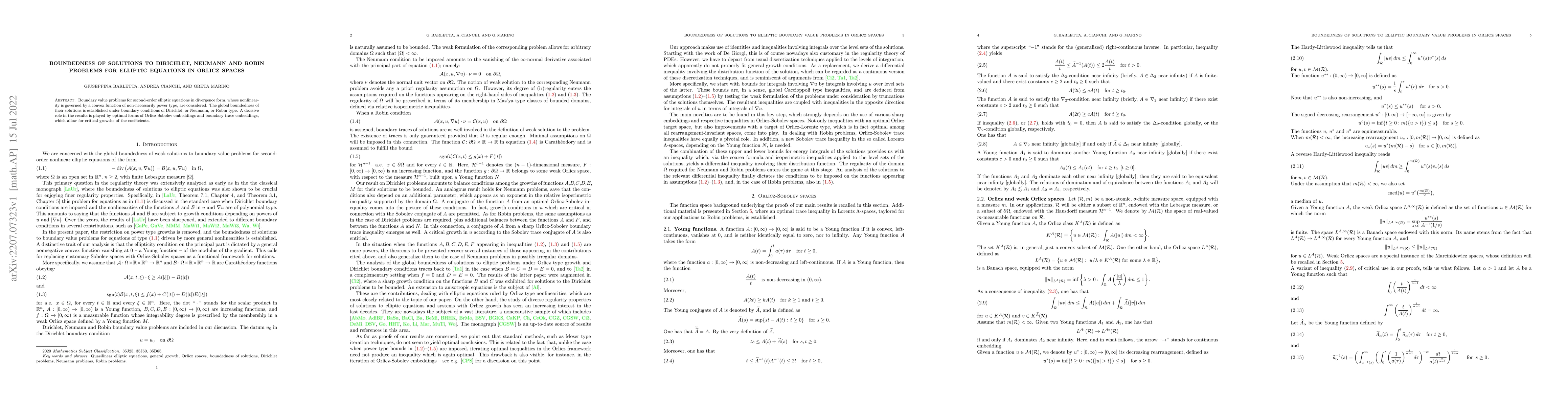 Thumbnail for Boundedness of solutions to Dirichlet, Neumann and Robin problems for
  elliptic equations in Orlicz spaces