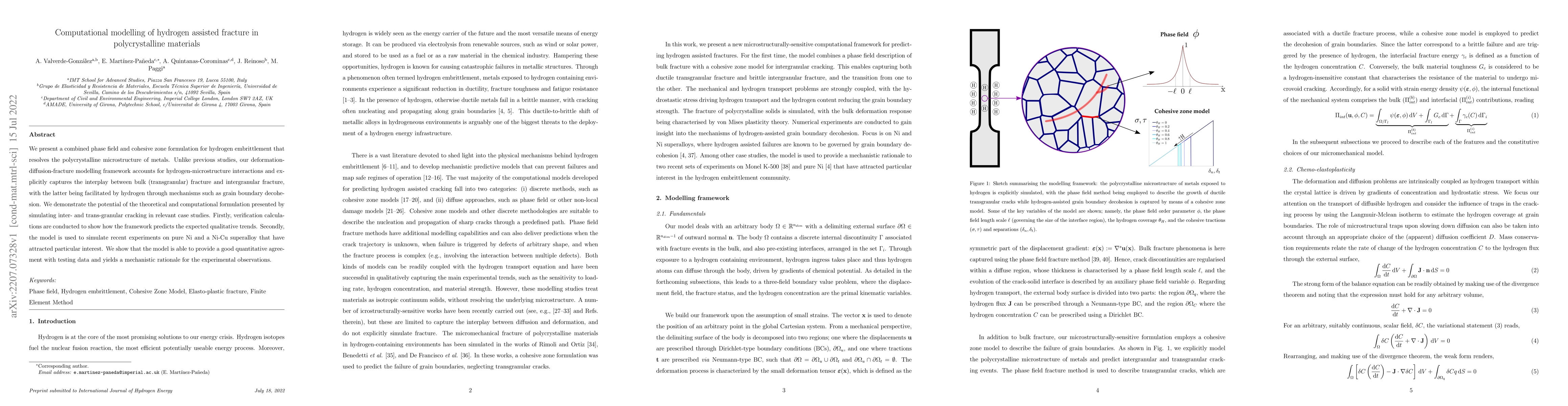 Thumbnail for Computational modelling of hydrogen assisted fracture in polycrystalline
  materials