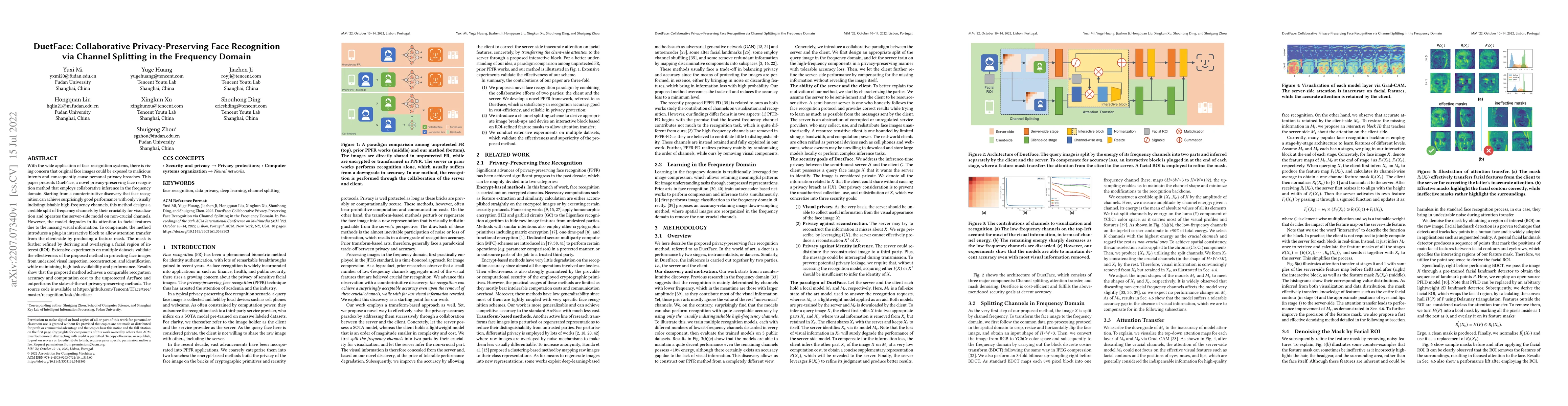 Thumbnail for DuetFace: Collaborative Privacy-Preserving Face Recognition via Channel
  Splitting in the Frequency Domain