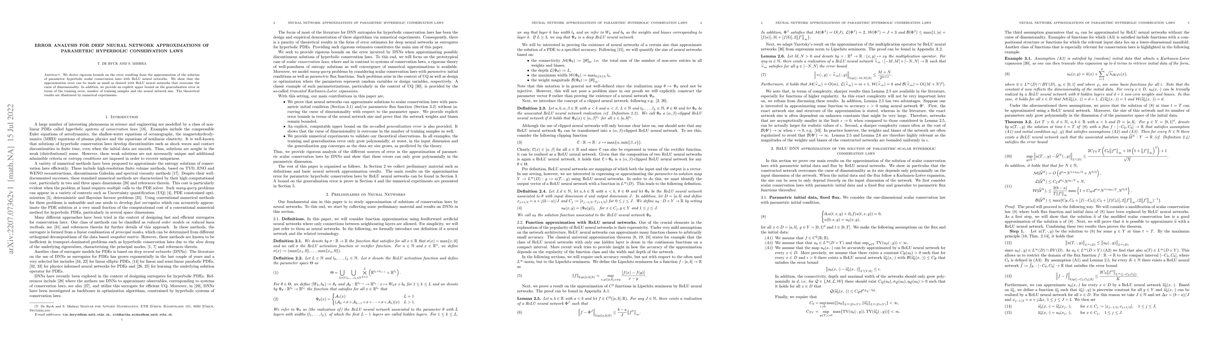 Thumbnail for Error analysis for deep neural network approximations of parametric
  hyperbolic conservation laws