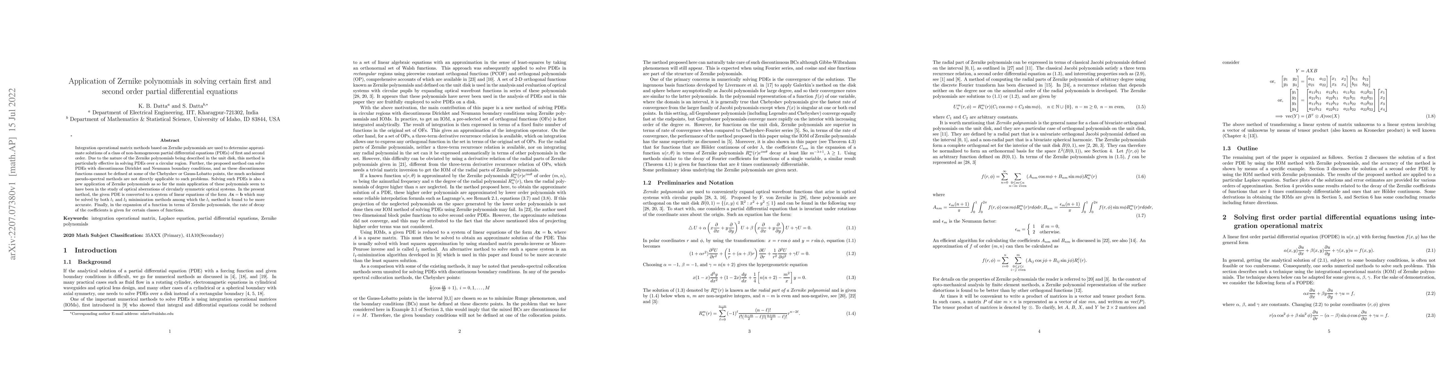 Thumbnail for Application of Zernike polynomials in solving certain first and second
  order partial differential equations