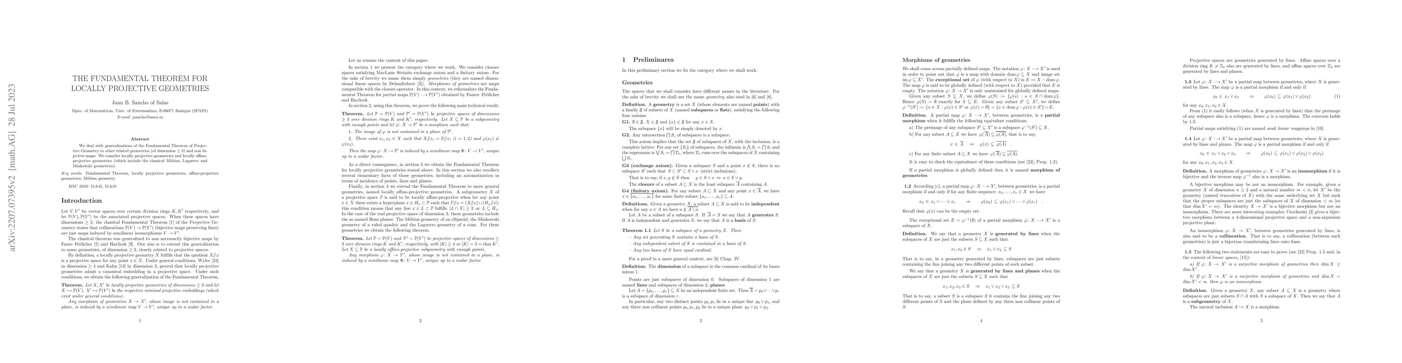 Thumbnail for The Fundamental Theorem for locally projective geometries