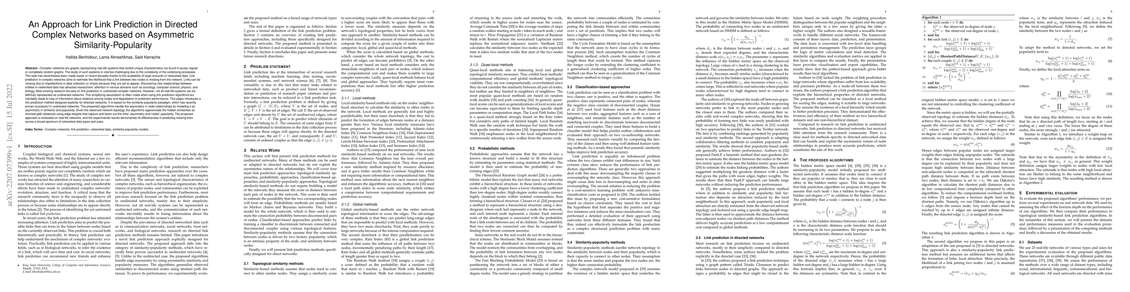 Thumbnail for An Approach for Link Prediction in Directed Complex Networks based on
  Asymmetric Similarity-Popularity