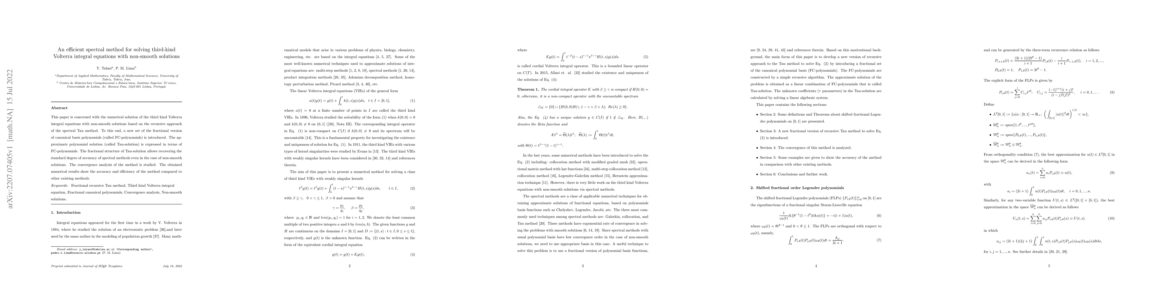 Thumbnail for An efficient spectral method for solving third-kind Volterra integral
  equations with non-smooth solutions