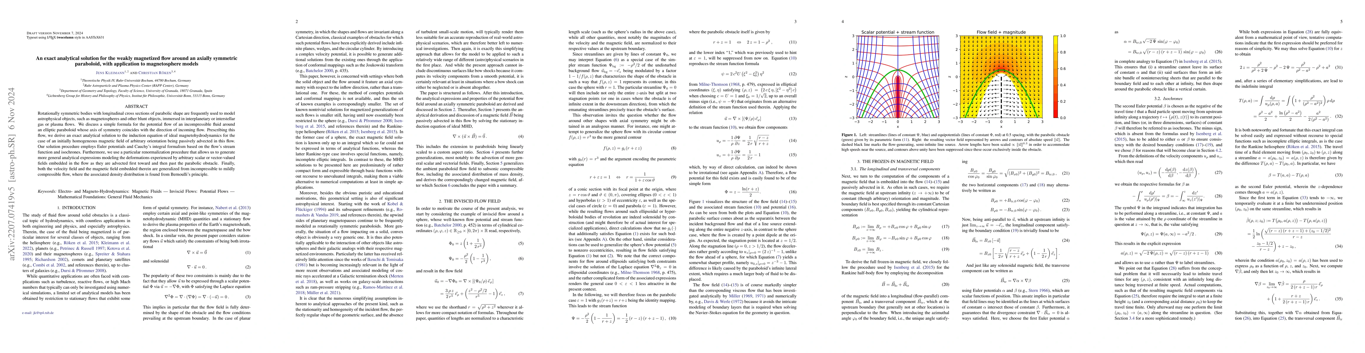 Thumbnail for An exact analytical solution for the weakly magnetized flow around an
  axially symmetric paraboloid, with application to magnetosphere models