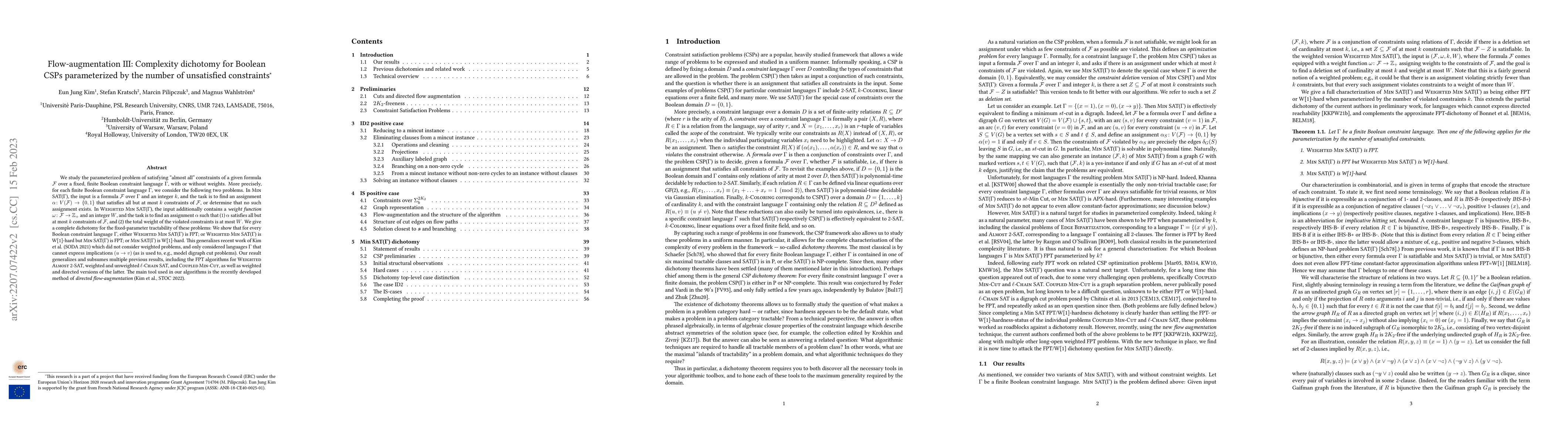 Thumbnail for Flow-augmentation III: Complexity dichotomy for Boolean CSPs
  parameterized by the number of unsatisfied constraints