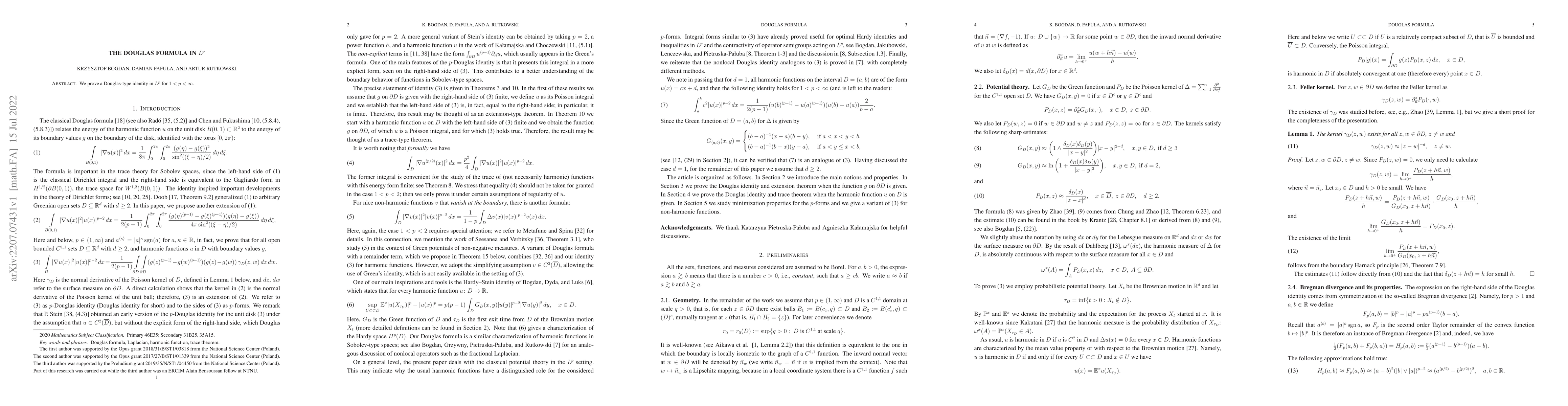 Thumbnail for The Douglas formula in $L^p$