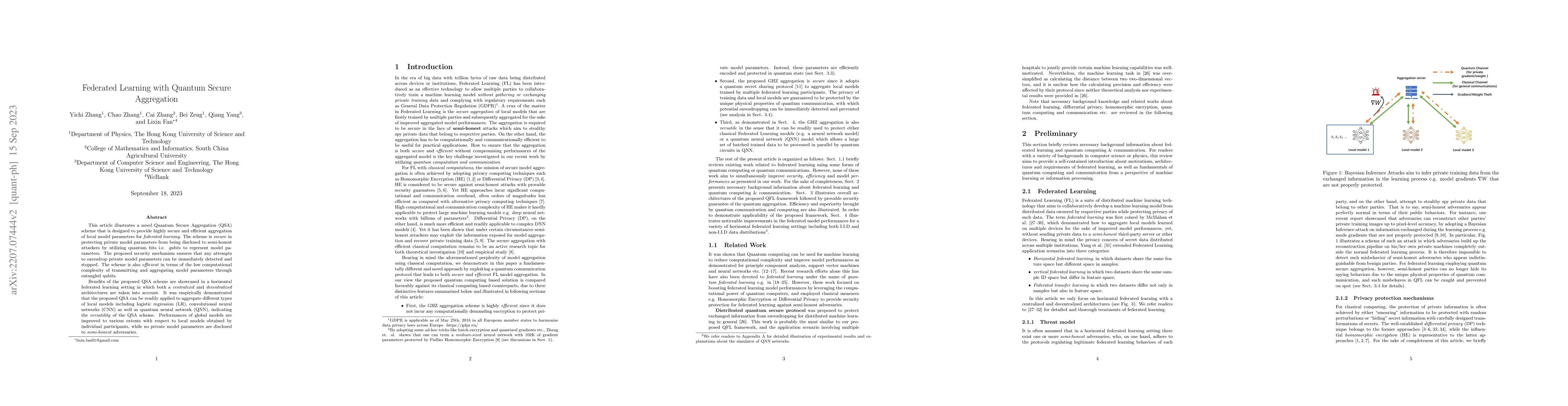 Thumbnail for Federated Learning with Quantum Secure Aggregation