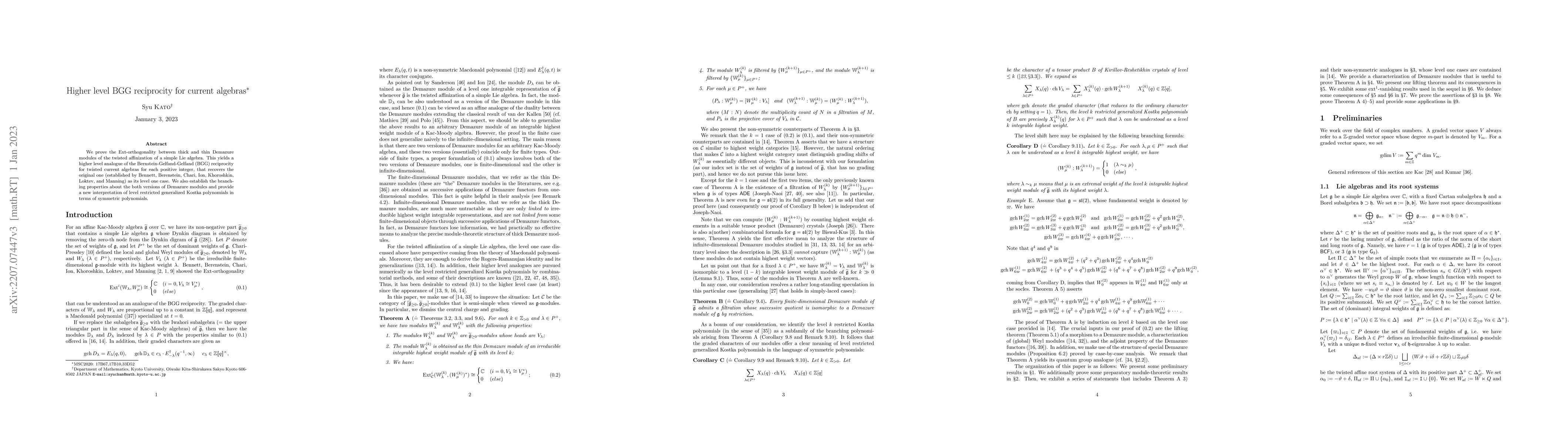 Thumbnail for Higher level BGG reciprocity for current algebras