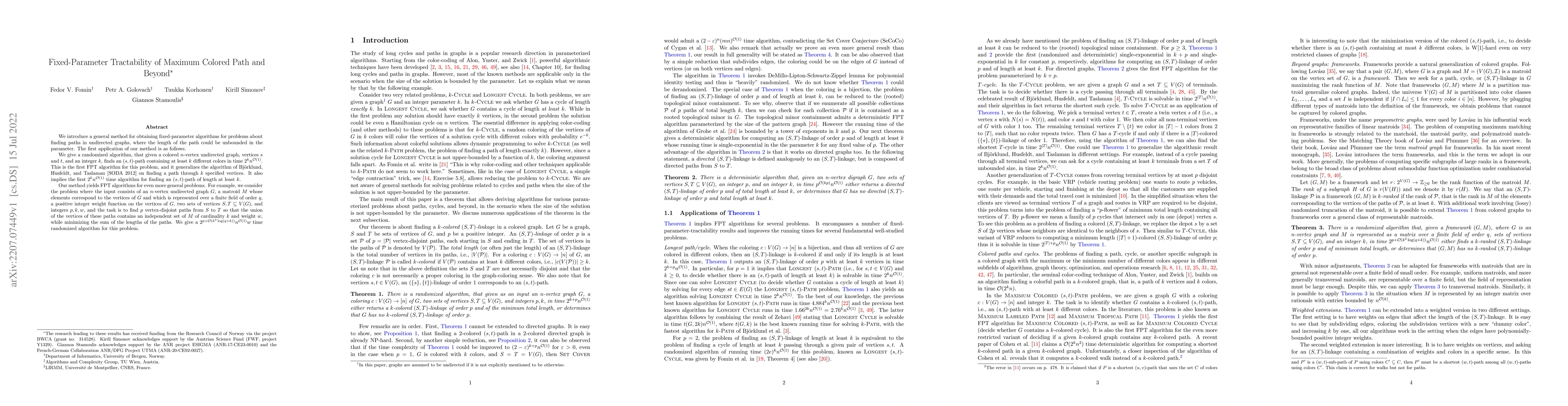 Thumbnail for Fixed-Parameter Tractability of Maximum Colored Path and Beyond