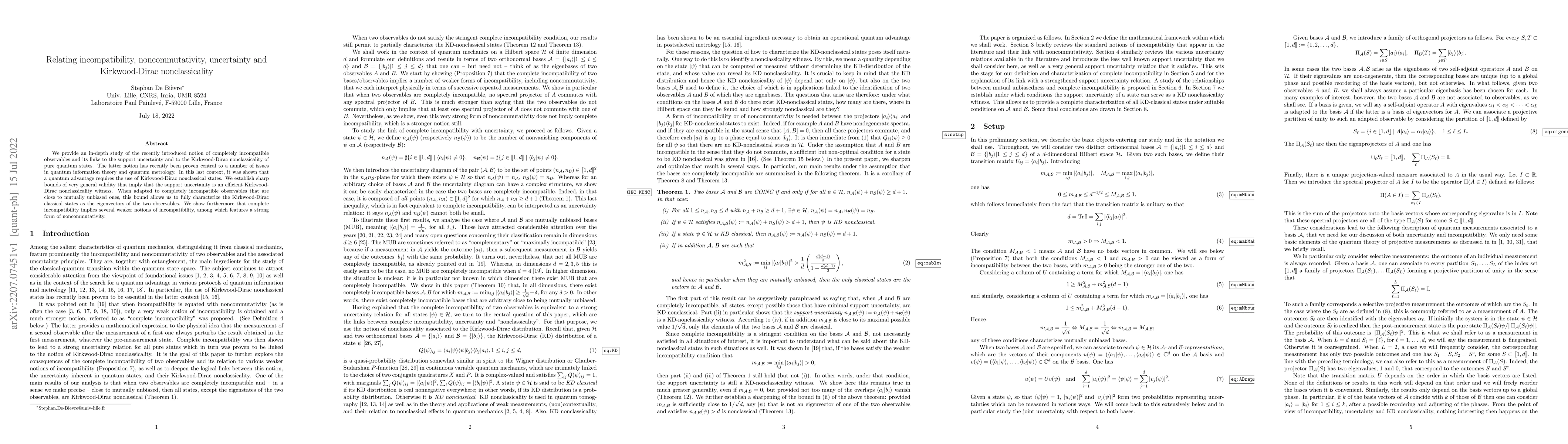 Thumbnail for Relating incompatibility, noncommutativity, uncertainty and
  Kirkwood-Dirac nonclassicality