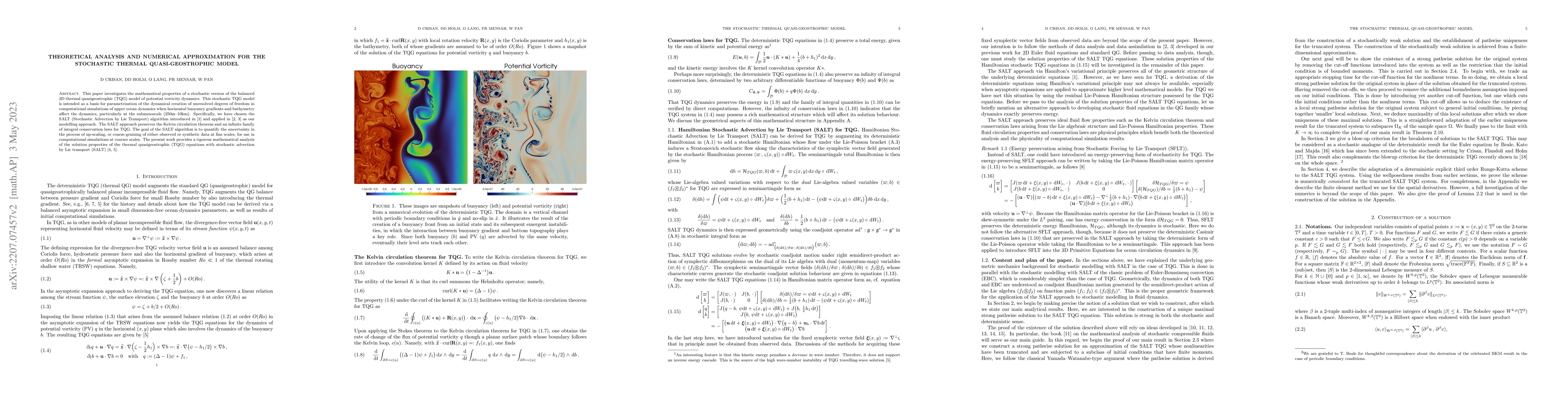 Thumbnail for Theoretical analysis and numerical approximation for the stochastic
  thermal quasi-geostrophic model