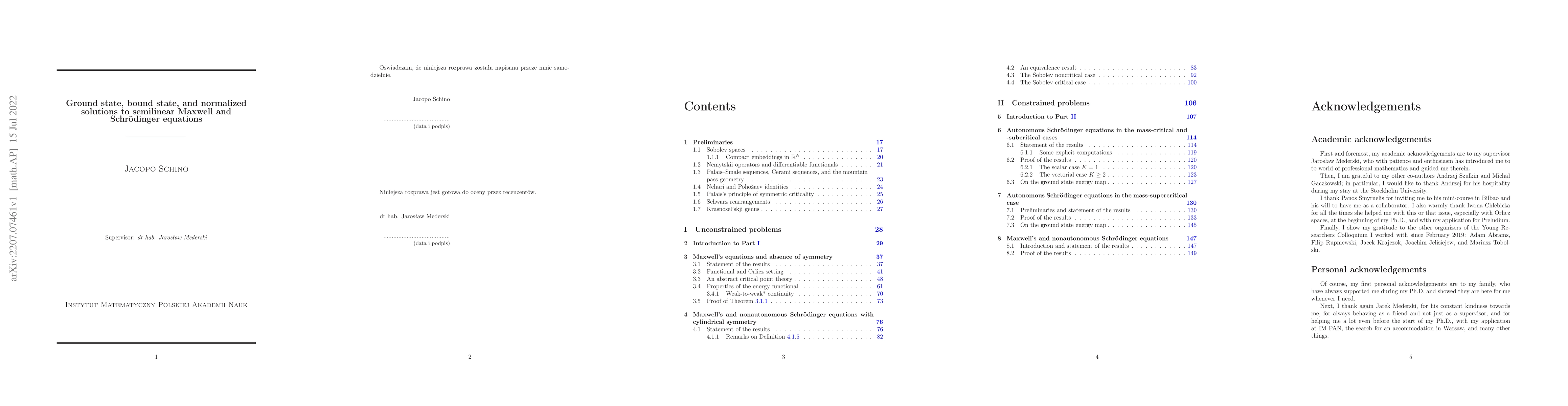 Thumbnail for Ground state, bound state, and normalized solutions to semilinear
  Maxwell and Schr\"odinger equations