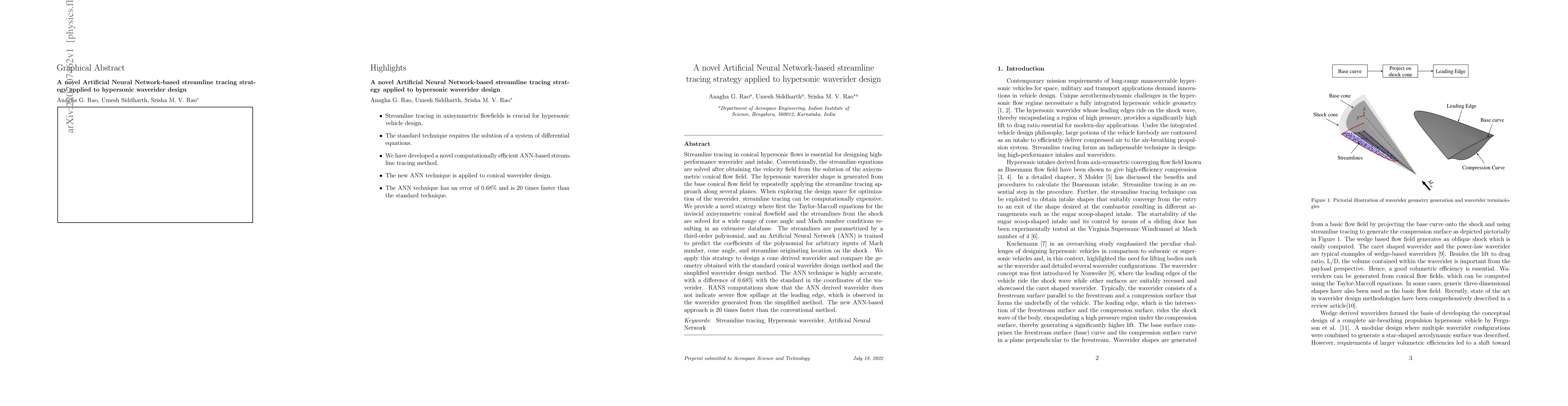 Thumbnail for A novel Artificial Neural Network-based streamline tracing strategy
  applied to hypersonic waverider design