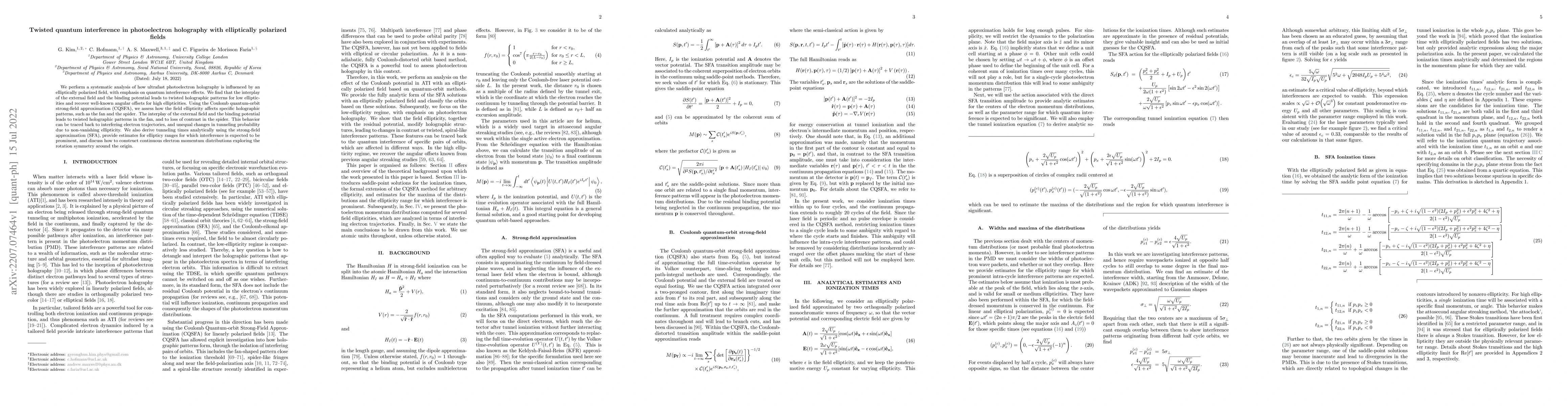 Thumbnail for Twisted quantum interference in photoelectron holography with
  elliptically polarized fields