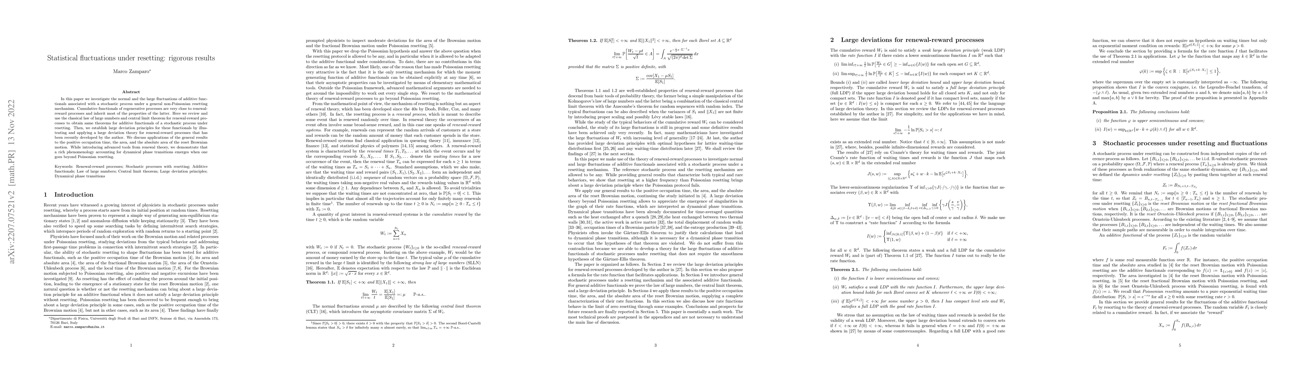 Thumbnail for Statistical fluctuations under resetting: rigorous results