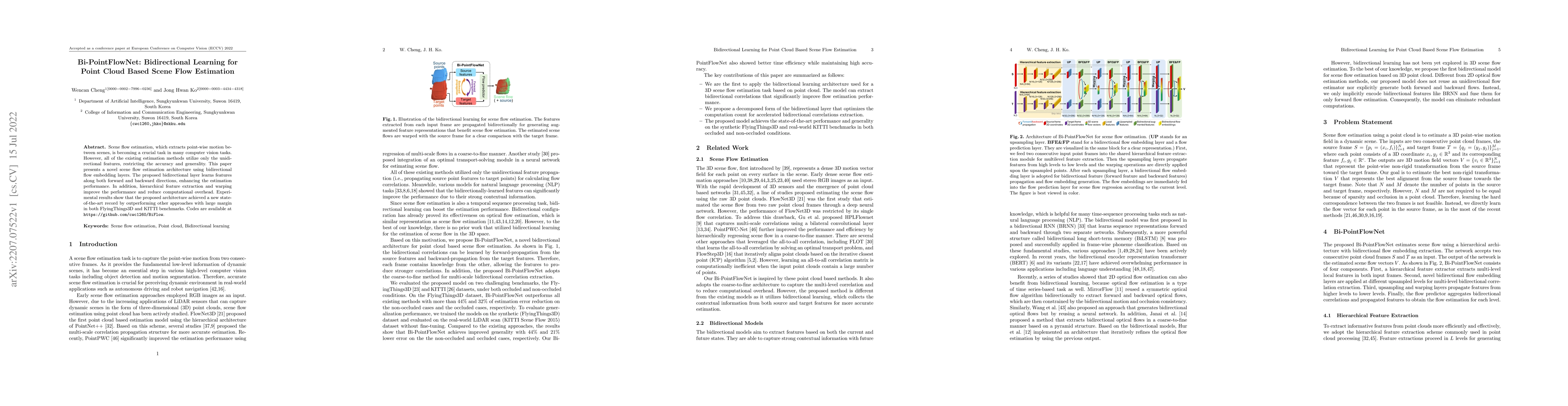 Thumbnail for Bi-PointFlowNet: Bidirectional Learning for Point Cloud Based Scene Flow
  Estimation