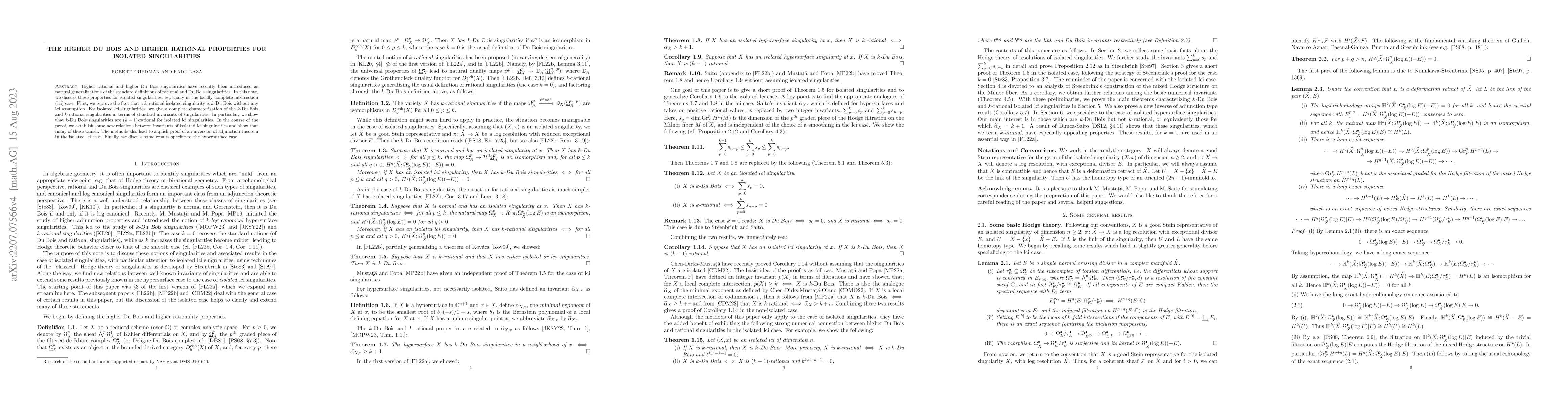 Thumbnail for The higher Du Bois and higher rational properties for isolated
  singularities