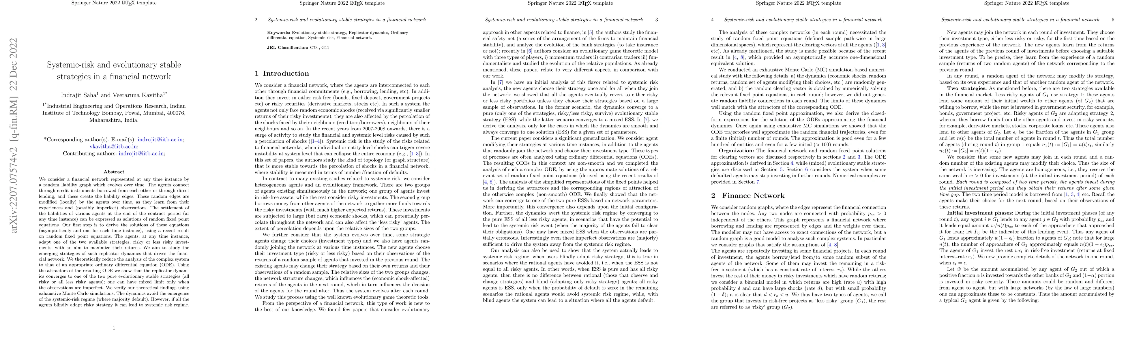 Thumbnail for Systemic-risk and evolutionary stable strategies in a financial network