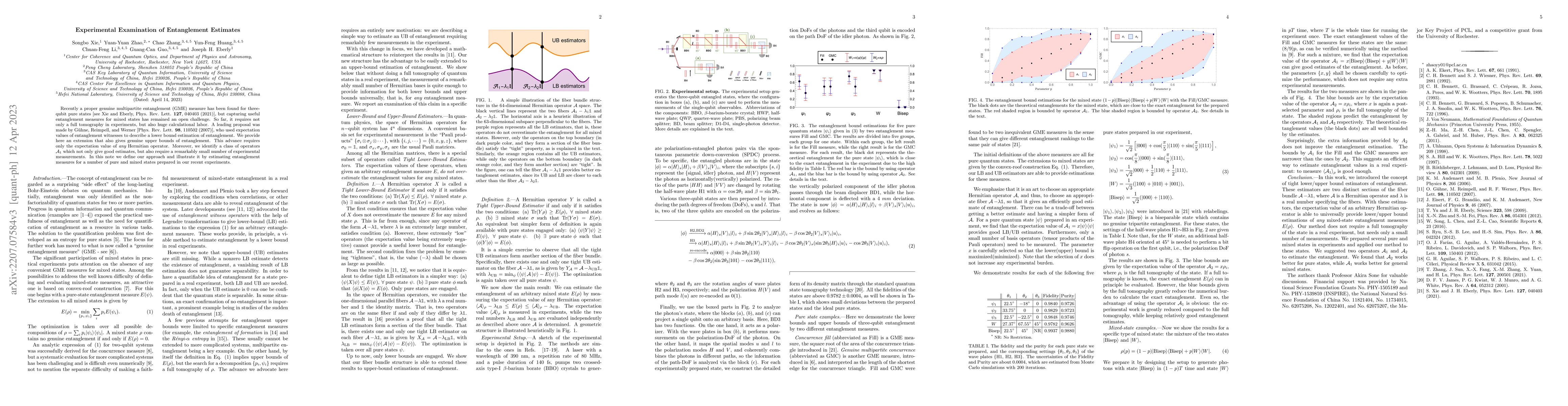 Thumbnail for Experimental Examination of Entanglement Estimates